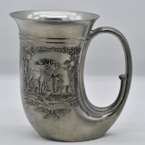 Vintage BMF Zin Pewter Mug Hunting French Horn Made In West Germany 1980's